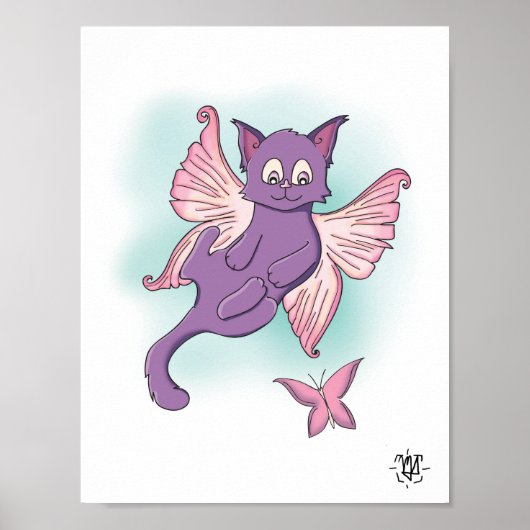 Cute Winged Fairy Kat Poster (Voorkant)