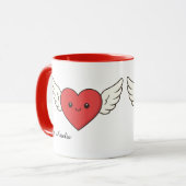 Cute Winged Heart Love Mug – Valentine’s Day Gift Mok (Voorkant links)