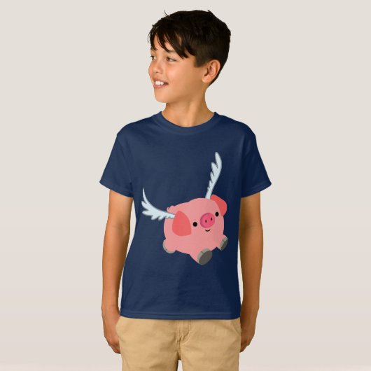 Cute Wingeing Cartoon Pig Children T-Shirt (Voorkant volledig)