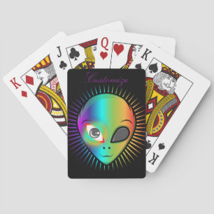 Cute Winking Alien Head Thunder_Cove Pokerkaarten