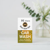 Cute Winking Car Face Gold Water Auto Details Visitekaartje (Staand voorkant)