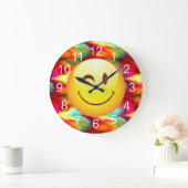 Cute Winking Happy Face en heldere kleuren Grote Klok (Huis)