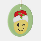 Cute Winking Kerstmis Emoji Holiday Ornament (Rechts)