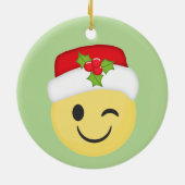 Cute Winking Kerstmis Emoji Holiday Ornament (Achterkant)