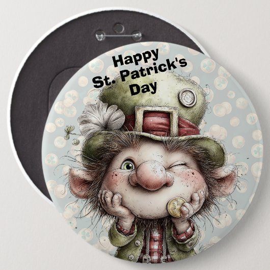 Cute Winking Leprechaun  Ronde Button 6,0 Cm (Voorkant /achterkant)