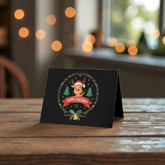 Cute Winking Reindeer Happy Holidays Christmas Car Bedankkaart