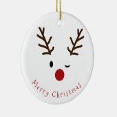 Cute Winking Rudolf Reindeer Fotokerstmis Keramisch Ornament (Rechts)
