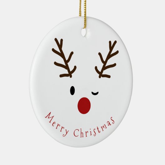 Cute Winking Rudolf Reindeer Fotokerstmis Keramisch Ornament (Rechts)