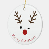 Cute Winking Rudolf Reindeer Fotokerstmis Keramisch Ornament (Links)