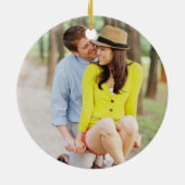 Cute Winking Rudolf Reindeer Fotokerstmis Keramisch Ornament (Achterkant)