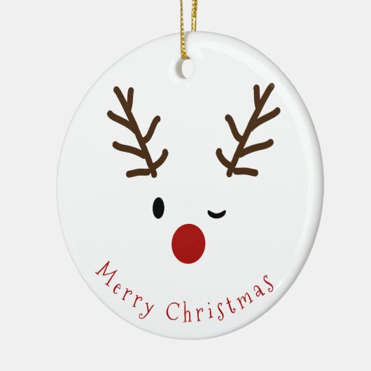 Cute Winking Rudolf Reindeer Fotokerstmis Keramisch Ornament (Links)