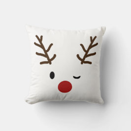 Cute Winking Rudolf Reindeer Kerstdecorative Kussen
