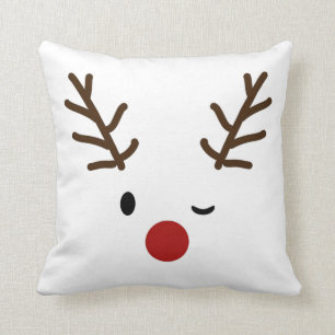 Cute Winking Rudolf Reindeer Kerstdecorative Kussen