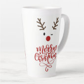 Cute Winking Rudolf Reindeer Kerstkoffie Latte Mok (Rechterhoek)
