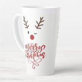 Cute Winking Rudolf Reindeer Kerstkoffie Latte Mok (Linkerhoek)