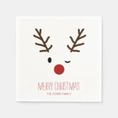 Cute Winking Rudolf Reindeer Kerstmis Servet (Voorkant)
