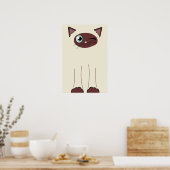 Cute Winking Siamese Cat Cartoon Poster (Keuken)