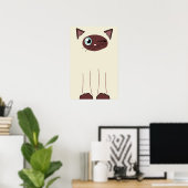 Cute Winking Siamese Cat Cartoon Poster (Thuiskantoor)