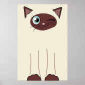 Cute Winking Siamese Cat Cartoon Poster (Voorkant)