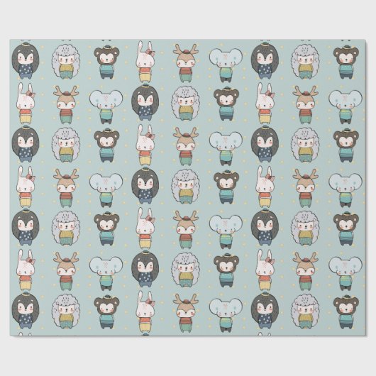 Cute Winter Animals Cadeaupapier (Vlak)
