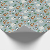 Cute Winter Animals Pattern Kerstmis Cadeaupapier (Hoek)