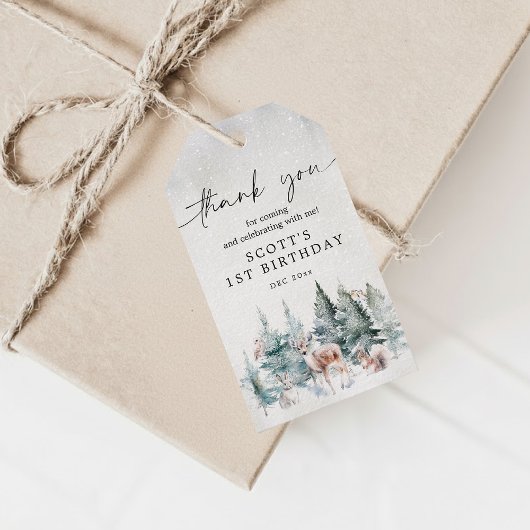 Cute Winter Animals Woodland ONEderland Birthday Cadeaulabel