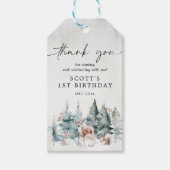 Cute Winter Animals Woodland ONEderland Birthday Cadeaulabel (Voorkant)