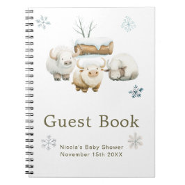 Cute Winter Arctic Cow Baby Shower Guest Book Notitieboek