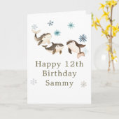 Cute Winter Arctic Whale Birthday Party Kaart (Gele Bloem)