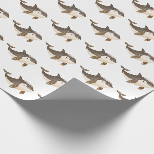 Cute Winter Arctic Whale Cadeaupapier (Hoek)