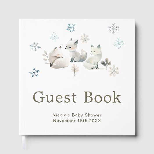 Cute Winter Arctic Wolf Baby Shower Gastenboek (Voorkant)