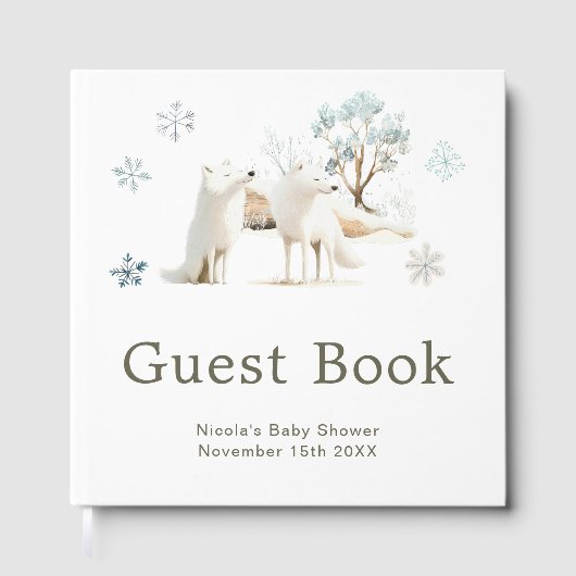 Cute Winter Arctic Wolf Baby Shower Gastenboek (Voorkant)