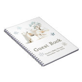 Cute Winter Arctic Wolf Baby Shower Guest Book Notitieboek (Rechterzijde)