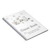 Cute Winter Arctic Wolf Baby Shower Guest Book Notitieboek (Rechterzijde)