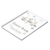 Cute Winter Arctic Wolf Baby Shower Guest Book Notitieboek (Linkerzijde)