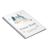 Cute Winter Arctic Wolf Baby Shower Guest Book Notitieboek (Rechterzijde)