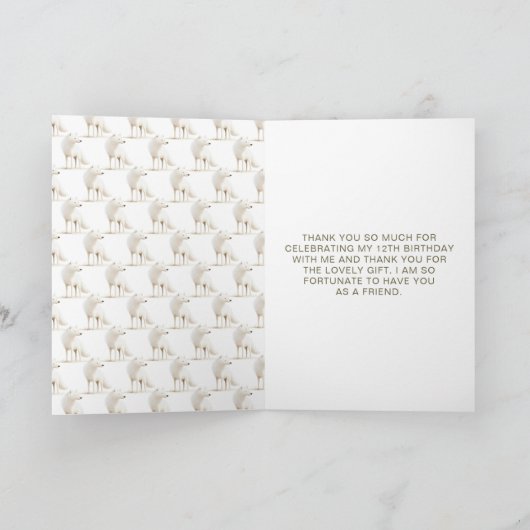 Cute Winter Arctic Wolf Birthday Party Bedankkaart (Binnen)