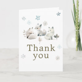 Cute Winter Arctic Wolf Birthday Party Bedankkaart