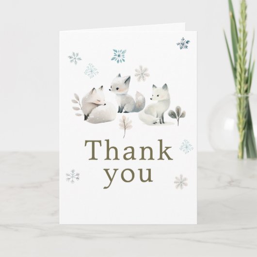 Cute Winter Arctic Wolf Birthday Party Bedankkaart (Voorkant)