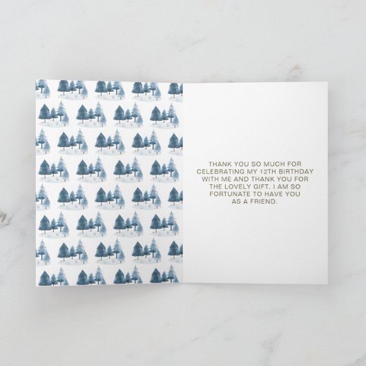 Cute Winter Arctic Wolf Birthday Party Bedankkaart (Binnen)