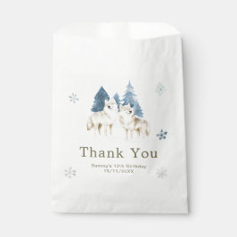 Cute Winter Arctic Wolf Birthday Party Bedankzakje