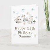 Cute Winter Arctic Wolf Birthday Party Kaart (Voorkant)