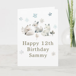 Cute Winter Arctic Wolf Birthday Party Kaart