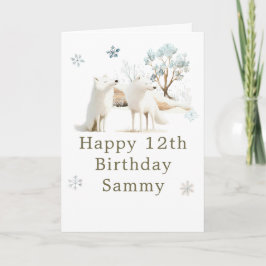 Cute Winter Arctic Wolf Birthday Party Kaart