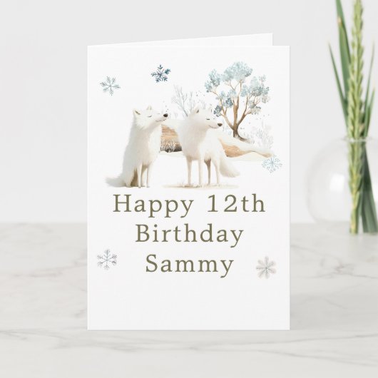 Cute Winter Arctic Wolf Birthday Party Kaart (Voorkant)