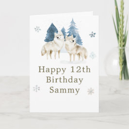 Cute Winter Arctic Wolf Birthday Party Kaart