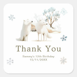 Cute Winter Arctic Wolf Birthday Party Vierkante Sticker