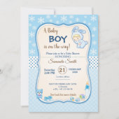 Cute Winter Banny Baby Shower Invitation Kaart (Voorkant)