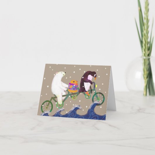Cute Winter Bear and Animal Friends Holiday Card Bedankkaart (Voorkant)
