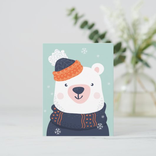 Cute Winter Beer briefkaart (Staand voorkant)